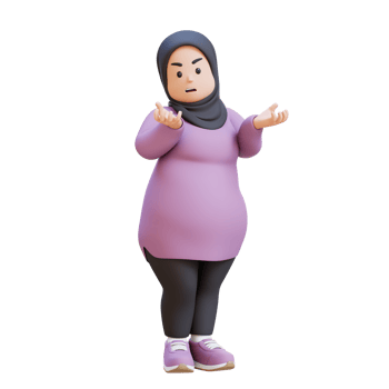 angry 3D plus size overweight muslim woman png