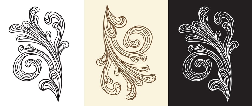 Set of scroll hand drawing design elements illustration vector