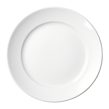 Plain round white plate with smooth edges on transparent background png