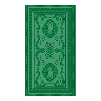 Green patterned rug with floral designs vector