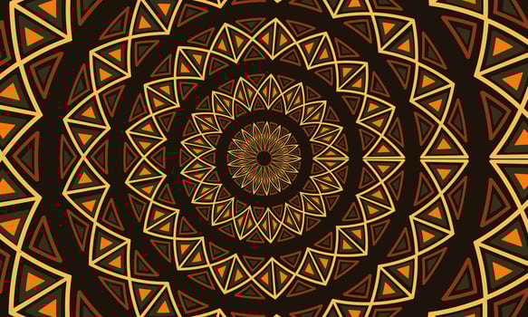 Abstract circle greek mandala ethnic pattern. Round meander brown borders. vector
