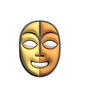 Vibrant 3D Ceremonial Mask and Folk Art Icons png
