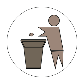 a man throwing trash into a trash can icon png