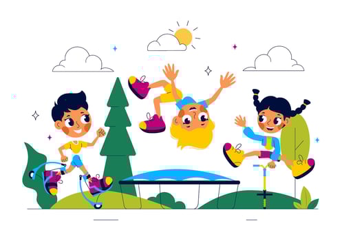 Children playing and jumping with joy vector