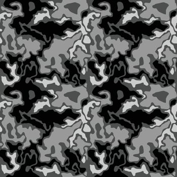 Black camouflage seamless pattern. Splashes masking camo repeat print. Classic clothing style masking dark camo, repeat print vector