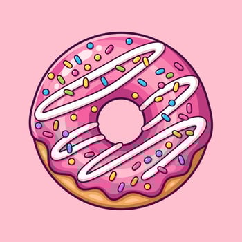 Delicious donut with pink frosting and colorful sprinkles sweet treat dessert vector