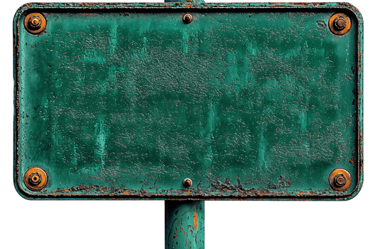distressed green sign with rust isolated on Transparent Background png