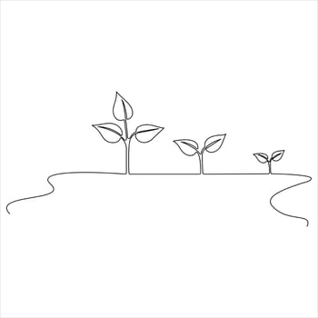 One Continuous Line Drawing of Natural Organic Plant Minimalist Botanical Line Art sketch illustration vector
