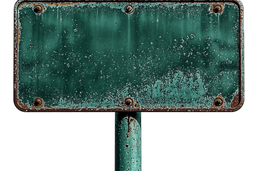 grunge green sign with rust texture on Transparent Background png