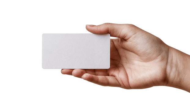 blank card held in hand on Transparent Background png