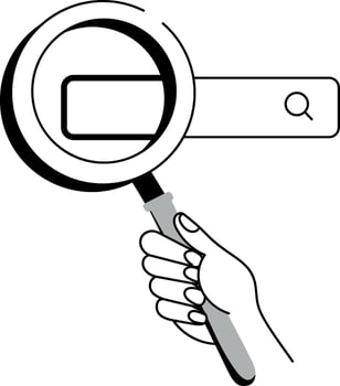 A hand drawn style illustration representing search vector