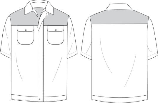 Color-Blocked Short Sleeve Shirt Front and Back Illustration with Pocket Detail vector