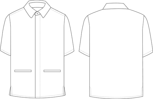 Men's Short Sleeve Shirt Front and Back Illustration, Button-Up Shirt with Pockets vector