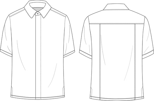 Men's Short Sleeve Shirt Front and Back Illustration, Button-Up Shirt with Simple Design vector