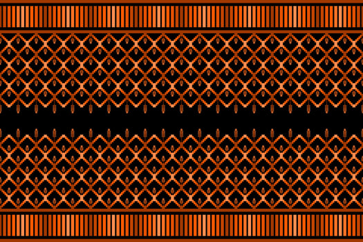 Orange flower ethnic pattern vector