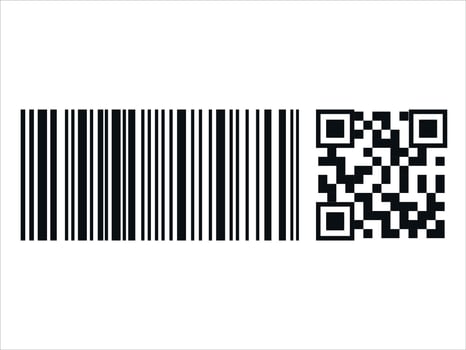 Barcode icon and QR code for smartphone, Apps. Barcode, QR code Sticker, Customers QR code, Simple Fake Barcode for Product. The symbol for scanning encrypted information. vector