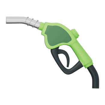 Green fuel nozzle for clean energy, low carbon emission, eco transport, and sustainable refueling in automotive and industrial use. Isolated on white background, with clipping path, 3d illustration. png