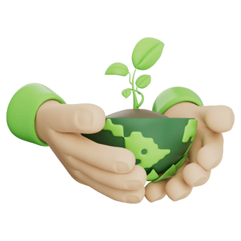 Green seedling growing on planet earth held by hand, symbolizing eco awareness, sustainability, and nature care. Great for green energy and climate topics. Transparent background, 3d illustration. png