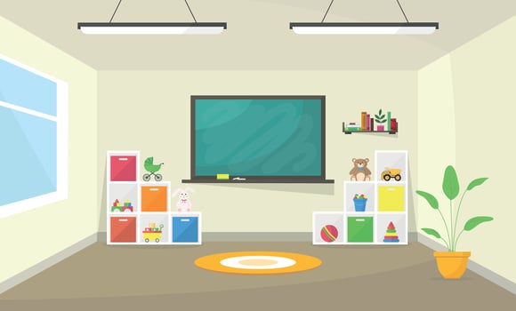 Colorful classroom with toys and furniture vector