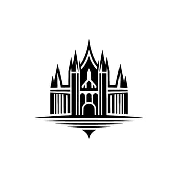 Gothic Castle Silhouette, Minimalist Emblem, Regal Symbol vector