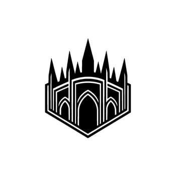 Gothic Citadel Emblem, Minimalist Silhouette vector