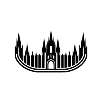 Gothic Silhouette Medieval Archway Spire Emblem vector