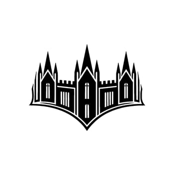 Gothic Castle Silhouette, Emblem , Minimalist vector