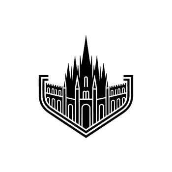 Gothic Fortress Emblem, Minimalist Silhouette, Castle vector