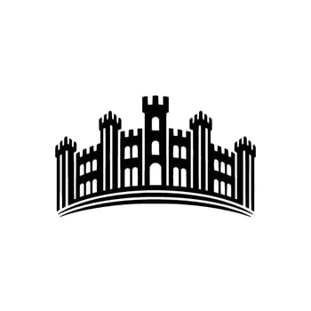 Minimalist Fortress Silhouette, Regal Emblem vector