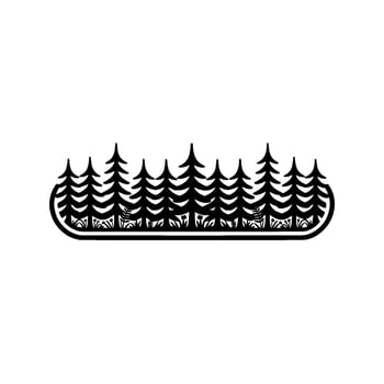 Minimalist Forest Silhouette, Tranquil Landscape Emblem, Trees vector