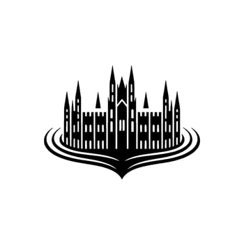 Gothic City Silhouette, Regal Emblem, Minimalist vector