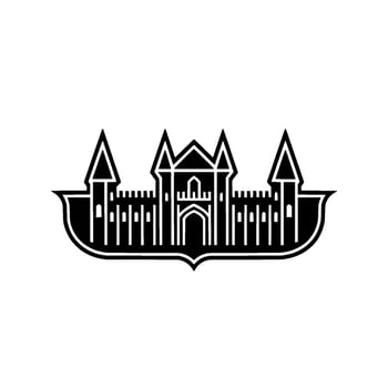 Gothic Castle Silhouette, Minimalist Emblem vector