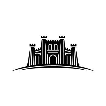 Gothic Fortress Silhouette, Minimalist Emblem, Castle vector