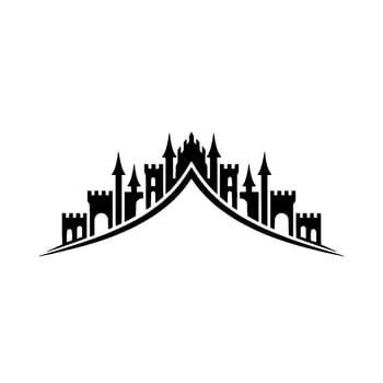 Gothic Castle Silhouette, Rising Peak, Minimalist vector