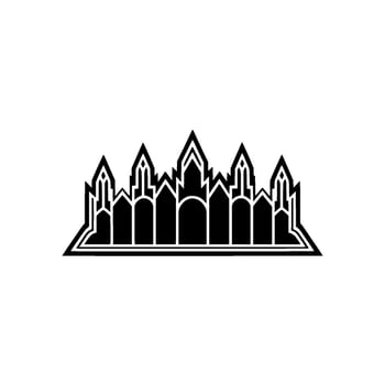 Gothic Silhouette Regal Castle Outline, Minimalist vector