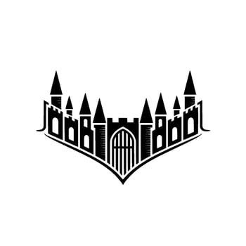 Gothic Castle Silhouette, Lettered Emblem, Regal Symbol, Vintage vector