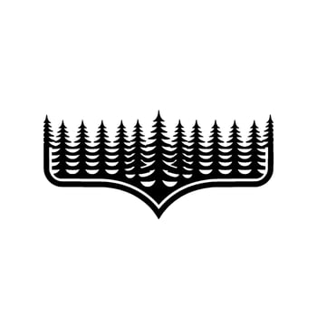 Forest Silhouette Emblem, Minimalist Mountainscape vector