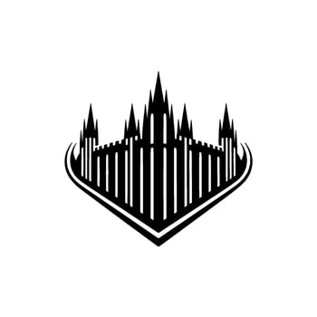 Gothic Fortress Silhouette, Minimalist Emblem, Architecture vector