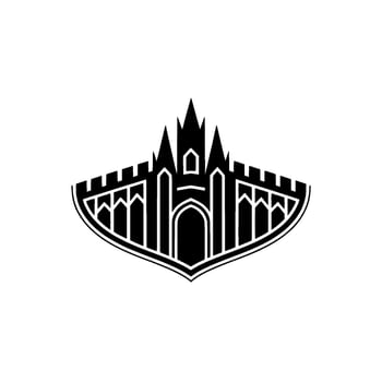 Gothic Fortress Emblem, Minimalist Silhouette - Medieval vector