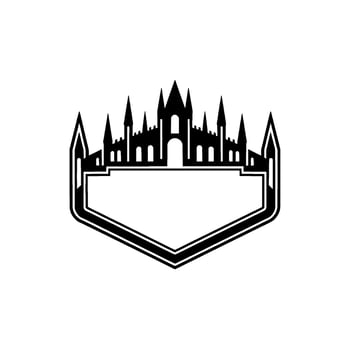 Gothic Castle Shield Emblem, Minimalist vector