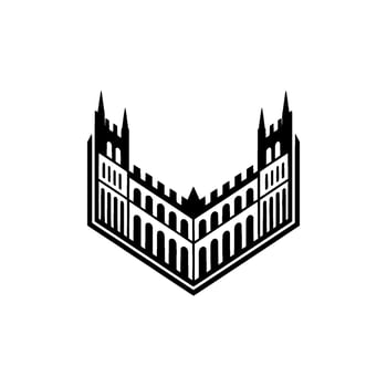 Geometric Fortress Emblem, Minimalist Black White vector