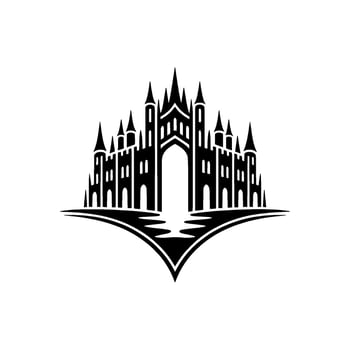 Gothic Castle Silhouette, Regal Emblem, Minimalist vector
