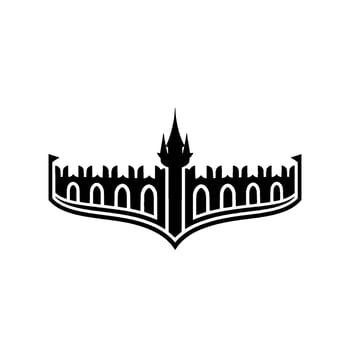 Fortress Silhouette, Protective Shield, Modern Emblem, Castle vector