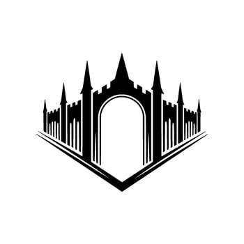 Gothic Archway Emblem, Minimalist Fortress Silhouette vector