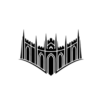 Gothic Fortress Silhouette, Minimalist Emblem - Architecture vector