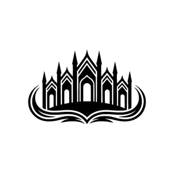 Gothic Silhouette Cityscape, Serene Reflection vector