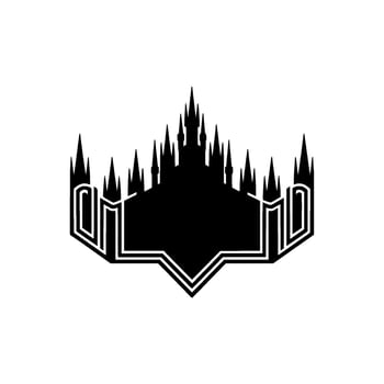 Gothic Fortress Emblem, Sharp Silhouette, Dark Fantasy vector