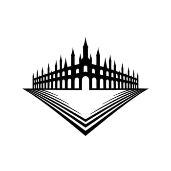 Gothic Fortress Silhouette, Dramatic Perspective vector