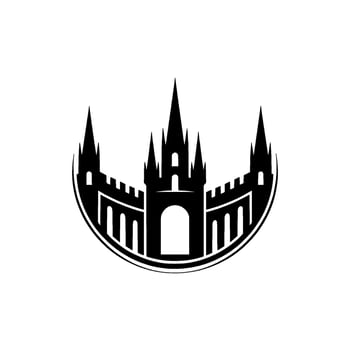Regal Fortress Silhouette, Circular Emblem vector