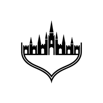 Gothic Castle Silhouette, Heart-Shaped Embrace vector
